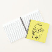Cute Kat Cartoon Bright Gele Vierkant spiraal Notitieboek (Binnen)