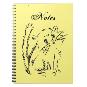 Cute Kat Cartoon Geel Spiral Notitieboek