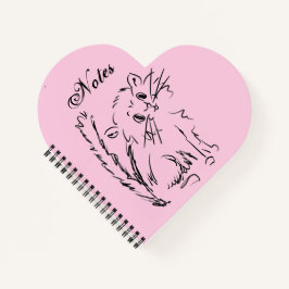Cute Kat Cartoon Roze hartvormig vormig Notitieboek