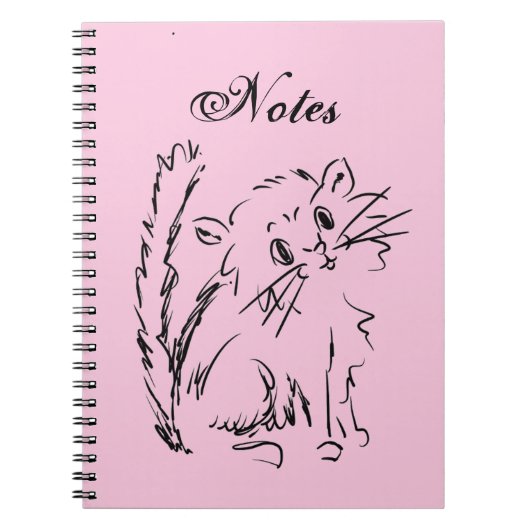 Cute Kat Cartoon Roze spiral Notitieboek (Voorkant)