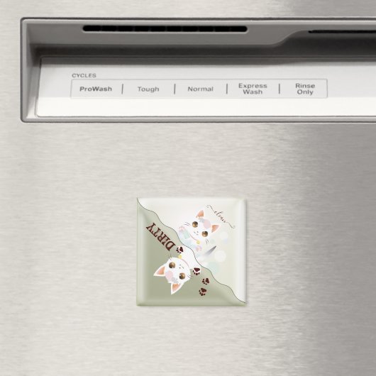 Cute Kat Clean Dirty Dishwaser Magnet (Insitu (Vaatwasser))
