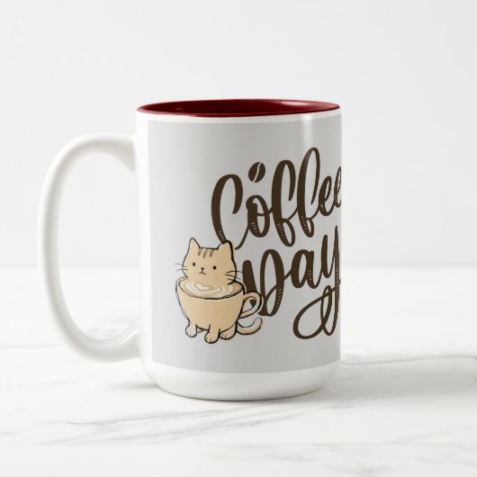 Cute Kat Coffee Keramische Mok - Elke Dag (Links)