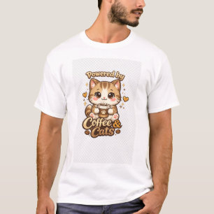 Cute Kat Coffee Liefhebber Kawaii Design - Powered T-shirt