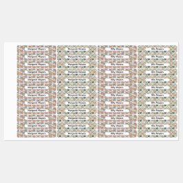 Cute Kat Collage Beige Blauw Roze Patroon Naam Labels