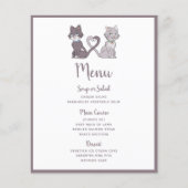 Cute Kat Couple Gray White Wedding Menu (Voorkant)