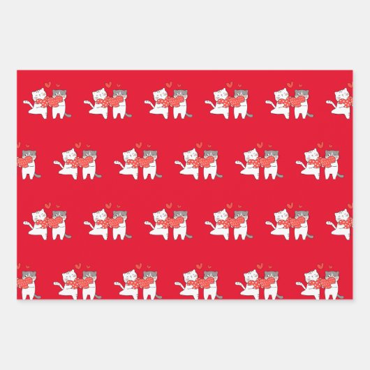 Cute Kat Couple Inpakpapier Vel (Voorkant 3)