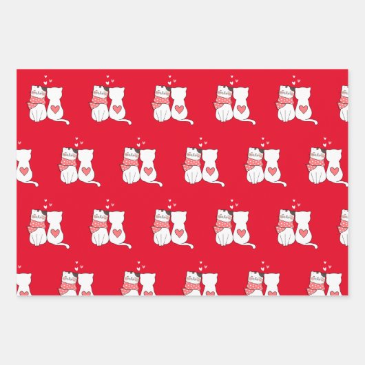 Cute Kat Couple Inpakpapier Vel (Voorkant 2)