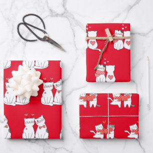 Cute Kat Couple Inpakpapier Vel