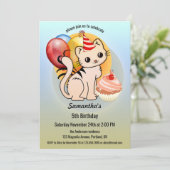 Cute Kat Cupcake Child Birthday Invitation Kaart (Staand voorkant)