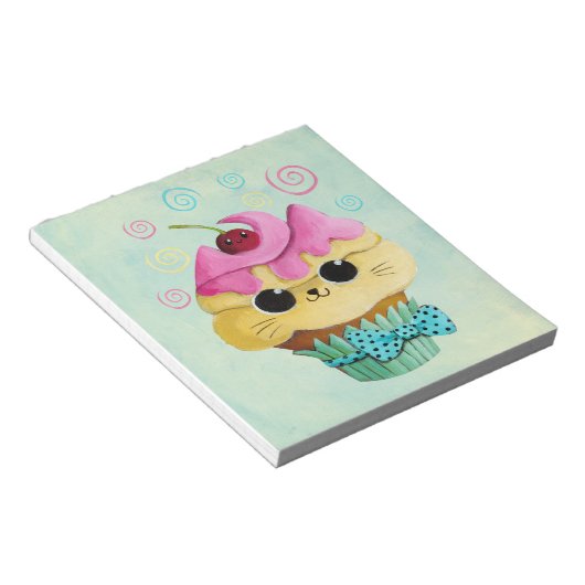Cute Kat Cupcake Notitieblok (Schuin)