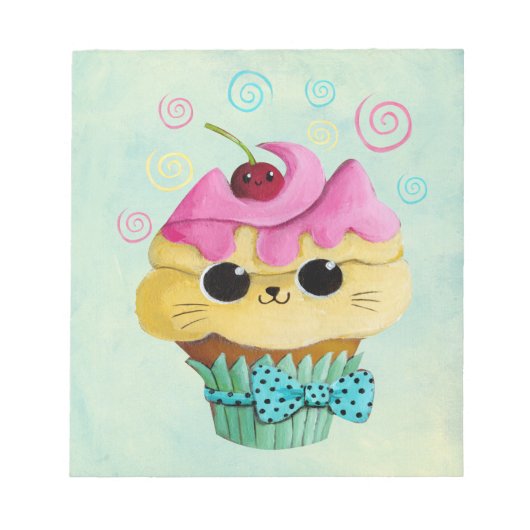 Cute Kat Cupcake Notitieblok (Voorkant)