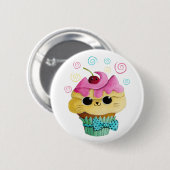 Cute Kat Cupcake Ronde Button 5,7 Cm (Voorkant /achterkant)
