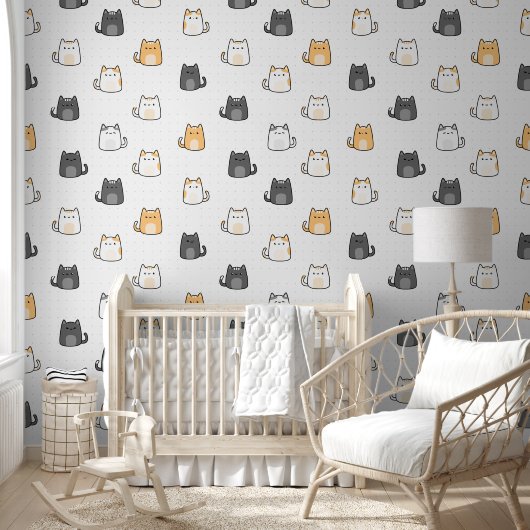 Cute kat designs voor de kamer van uw kind behang (Kinderen)