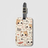 Cute Kat eenvoudige huisdier kitten Patroon Feestj Bagagelabel (Voorkant (verticaal))