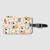Cute Kat eenvoudige huisdier kitten Patroon Feestj Bagagelabel (Voorkant (horizontaal))