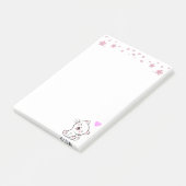 Cute Kat en Bloemen op Wit Post-it® Notes (Schuin)
