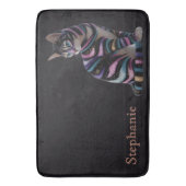 Cute Kat en Gepersonaliseerde Naam Ontwerp Badmat (Voorkant Verticaal)