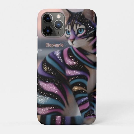 Cute Kat en Gepersonaliseerde Naam Ontwerp Case-Mate iPhone Case (Achterkant)