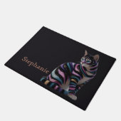 Cute Kat en Gepersonaliseerde Naam Ontwerp Deurmat (Schuin)