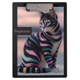 Cute Kat en Gepersonaliseerde Naam Ontwerp Klembord