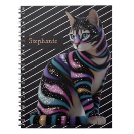 Cute Kat en Gepersonaliseerde Naam Ontwerp Notitieboek