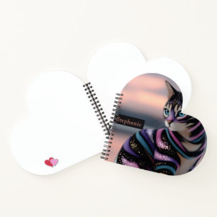 Cute Kat en Gepersonaliseerde Naam Ontwerp Notitieboek