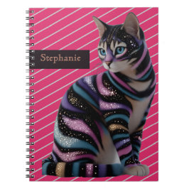 Cute Kat en Gepersonaliseerde Naam Ontwerp Notitieboek