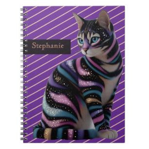Cute Kat en Gepersonaliseerde Naam Ontwerp Notitieboek