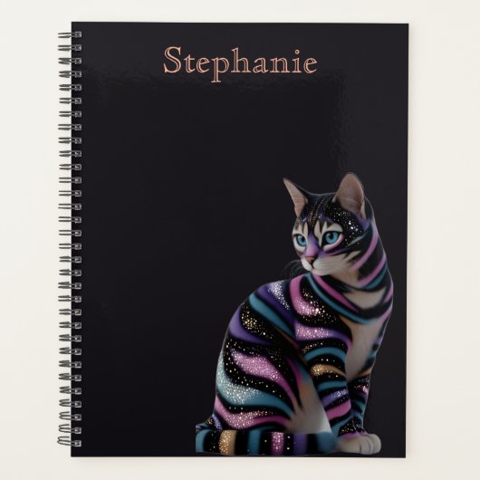 Cute Kat en Gepersonaliseerde Naam Ontwerp Planner (Voorkant)