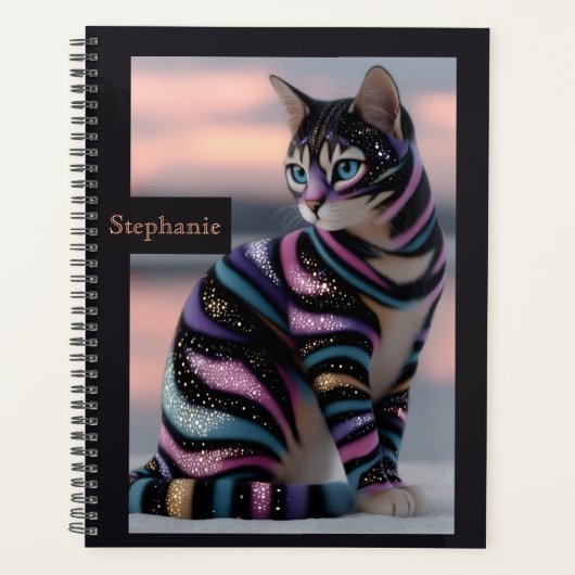 Cute Kat en Gepersonaliseerde Naam Ontwerp Planner (Voorkant)