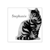 Cute Kat en Gepersonaliseerde Naam Ontwerp Rubberstempel (Afrduk)