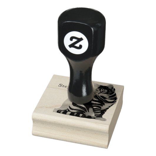 Cute Kat en Gepersonaliseerde Naam Ontwerp Rubberstempel (Stempel)