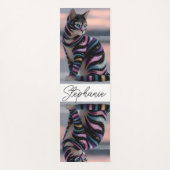 Cute Kat en Gepersonaliseerde Naam Ontwerp Yogamat (Voorkant)