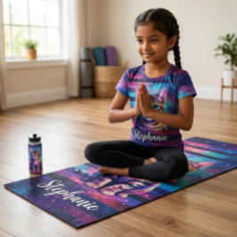 Cute Kat en Gepersonaliseerde Naam Ontwerp Yogamat