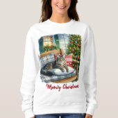 Cute Kat en Kerstboom T-shirt (Voorkant)