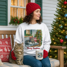 Cute Kat en Kerstboom T-shirt