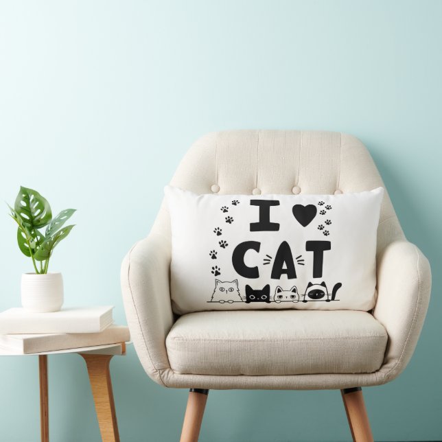 Cute Kat en Pootafdruk Huisdecoratie Kussen (Stoel)