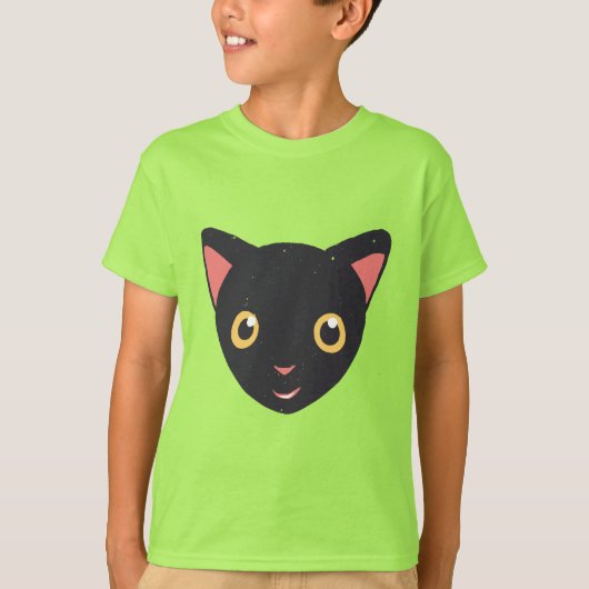 Cute Kat Face Black Kitten T-shirt (Voorkant)