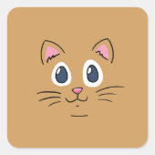 Cute Kat Face Vierkante Sticker (Voorkant)