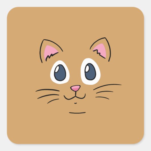 Cute Kat Face Vierkante Sticker (Voorkant)