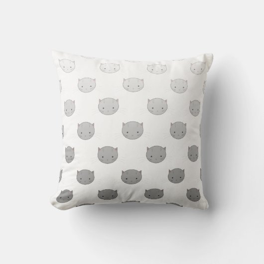 Cute Kat Facs in Black White Grey Kussen (Voorkant)