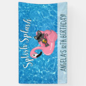 Cute Kat Flamingo Kinderen Verjaardag Zwembad Fees Spandoek (Verticaal)