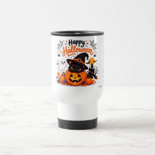 Cute Kat Gelukkig Halloween Reis Mok