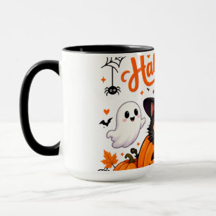 Cute Kat Gelukkig Halloween Reis Mok - Kawaii Heks