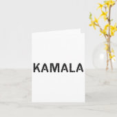 Cute Kat Gezicht Kamala Letter Grappig Ontwerp Kaart (Gele Bloem)