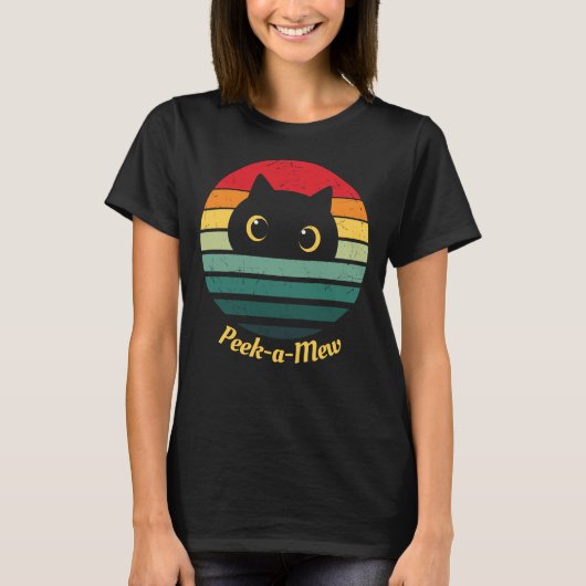Cute Kat Gezicht Kijk-een-Poezen T-Shirt (Voorkant)