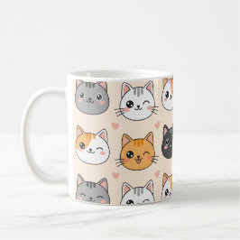 Cute Kat Gezichten Kawaii Kat Patroon Koffiemok