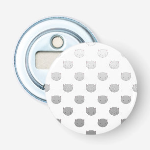 Cute Kat Gezichten Patroon Grijs Button Flesopener