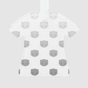 Cute Kat Gezichten Patroon Grijs Ornament