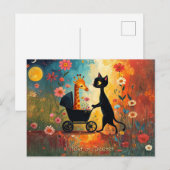 Cute Kat Giraffe Ansichtkaart Briefkaart (Voorkant / Achterkant)
